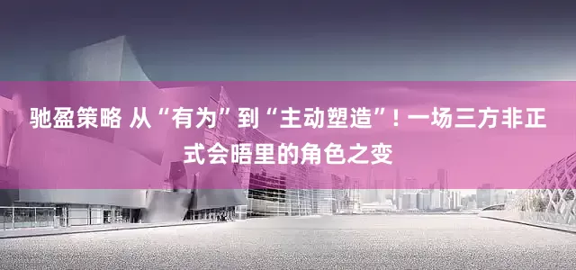 驰盈策略 从“有为”到“主动塑造”! 一场三方非正式会晤里的角色之变